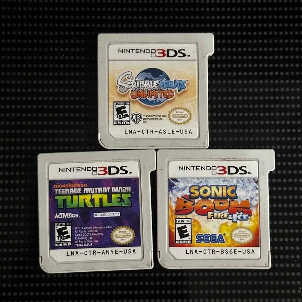 Nintendo 3DS Game Lot Unisex OS Multi Good Sonic TMNT Scribblenauts Bundle